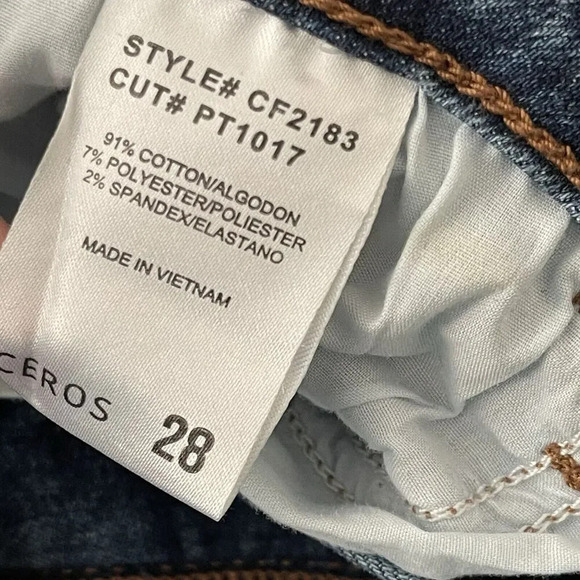 Ceros High Rise Flare Wide Leg Distressed Jeans Boho Festival Raw Hem Size 28 - Picture 6 of 7